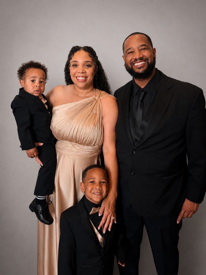 Dr. Bria Young with her husband O'shae and their sons Bryson and Braxton
